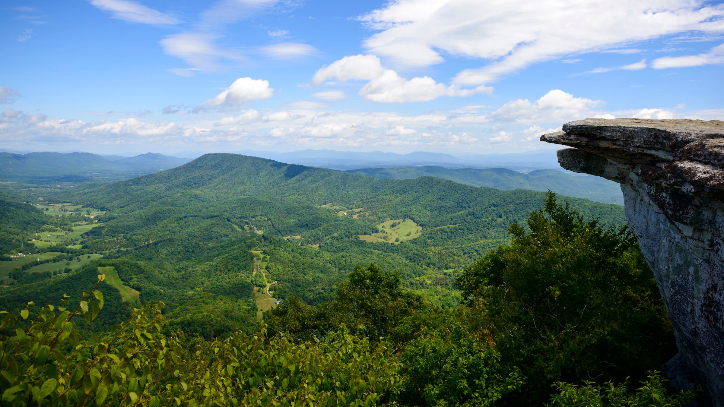 The view from McAfee Knob on Catawba Mountain, near Roanoke, Virginia.