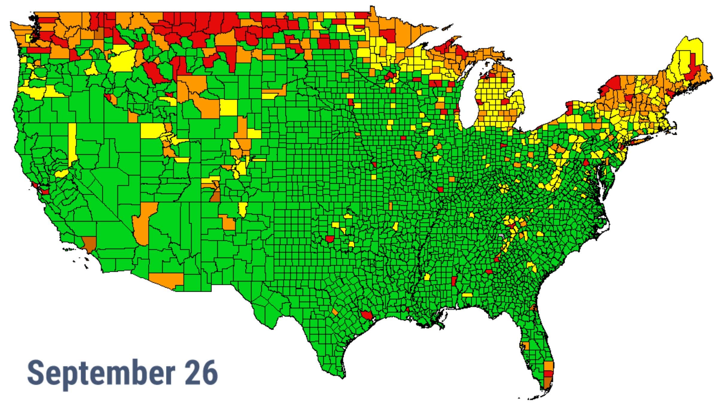 September 26 leaf peeping map