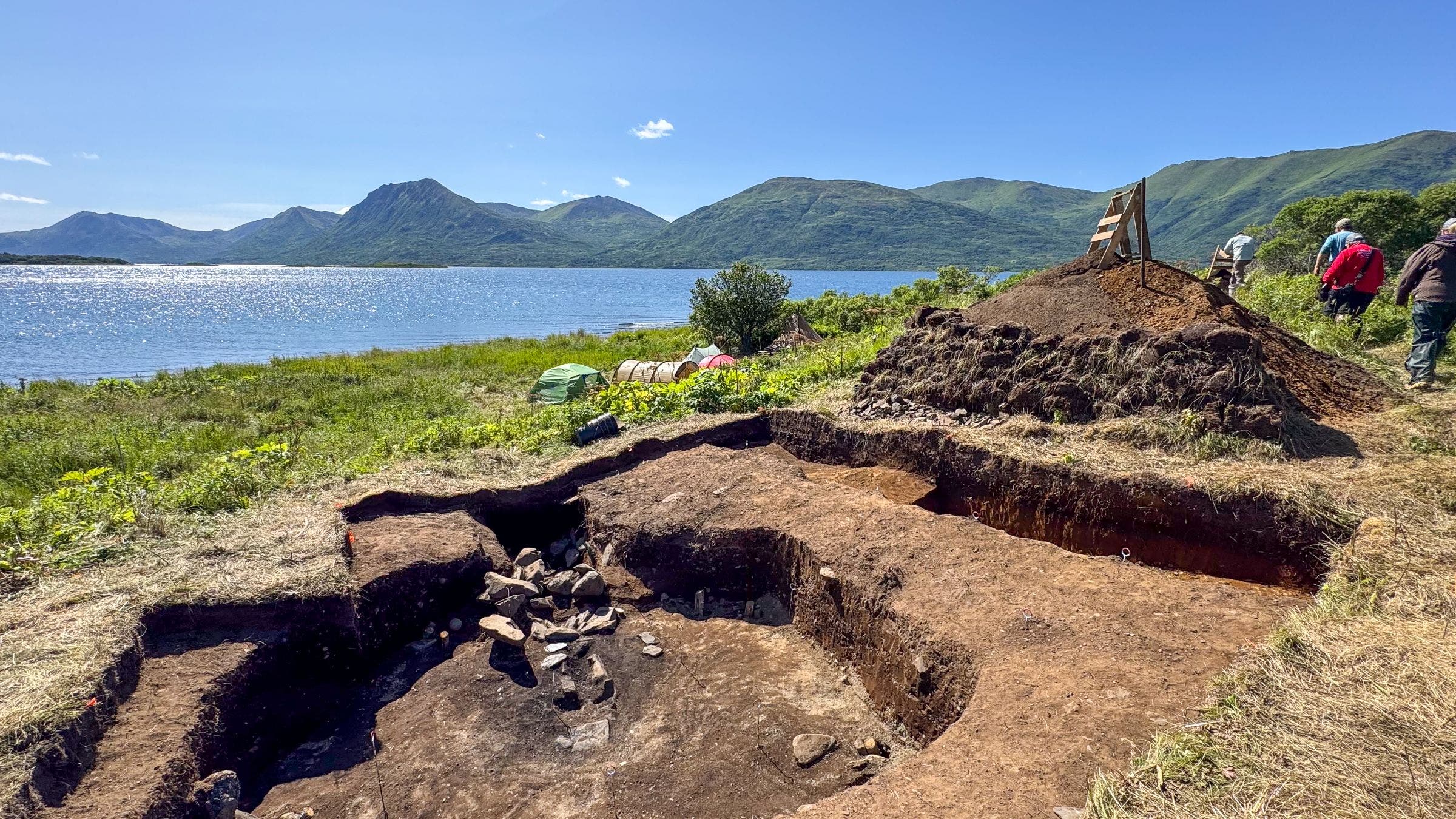 Archeological dig on Karluk Lake on Kodiak Island, Alaska