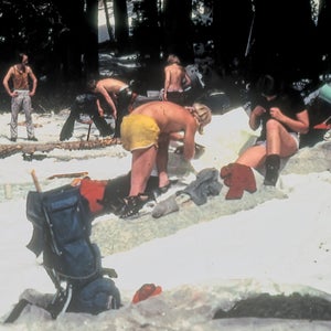 climbers digging holes at the site of the yosemite weed plane crash