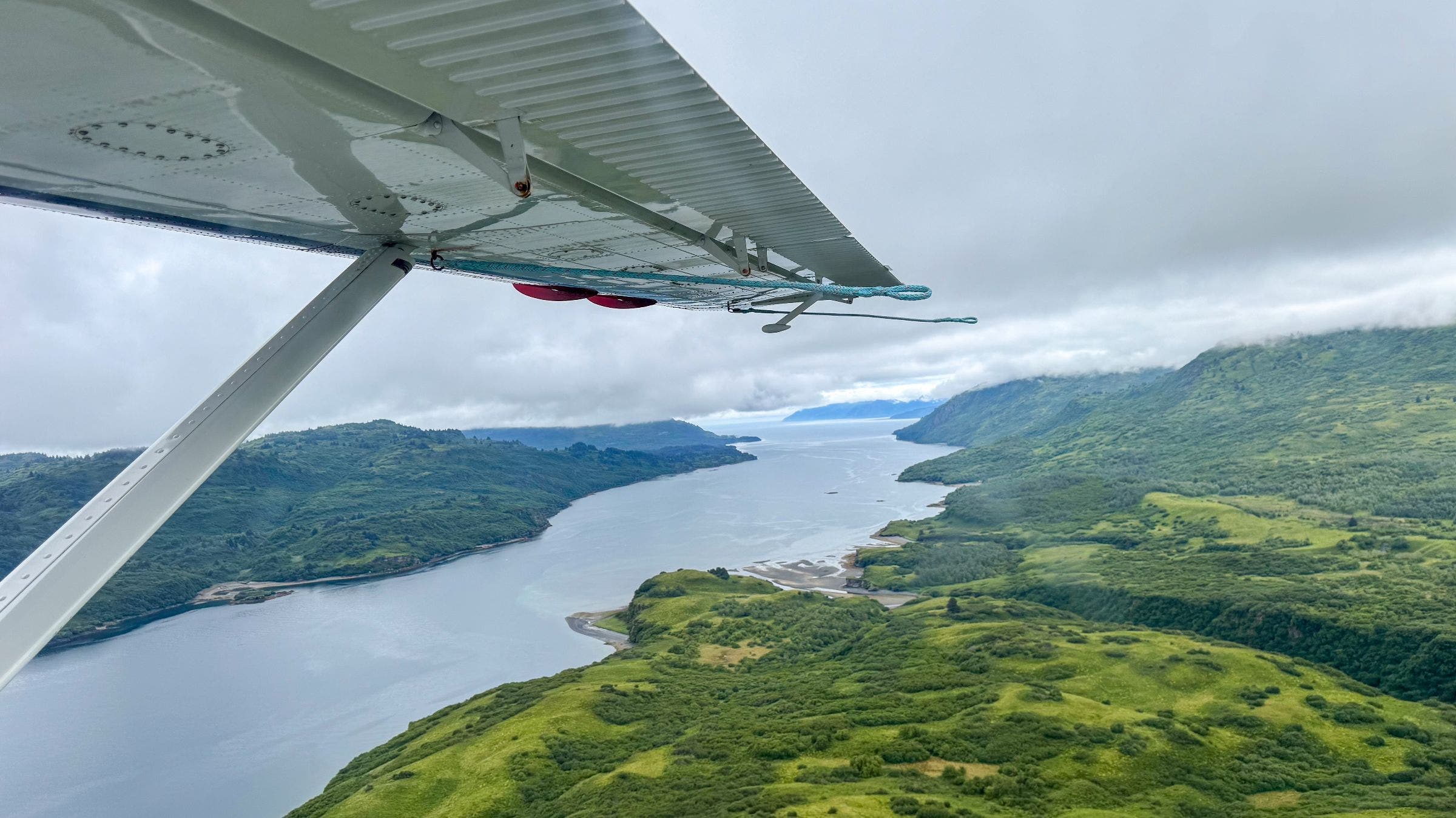 Aerial view on the floatplane to Kodiak Brown Bear Center