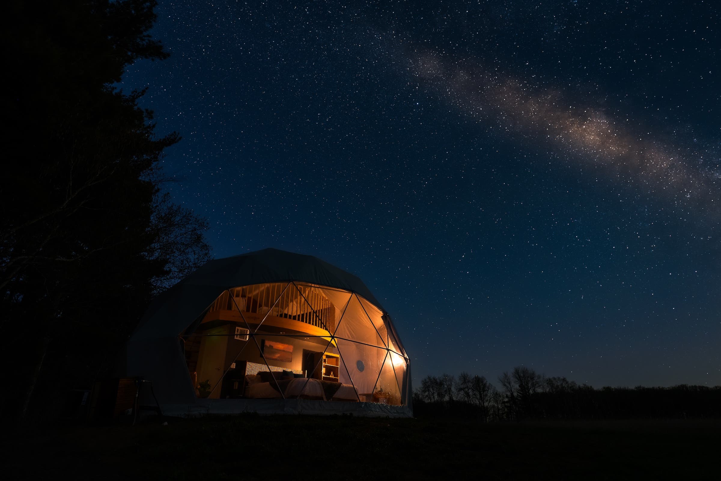 Night sky milky way of the dome exterior
