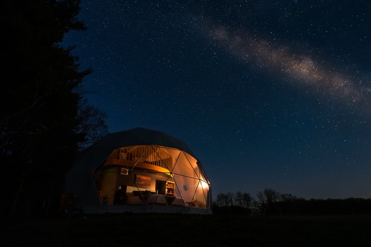 Night sky milky way of the dome exterior