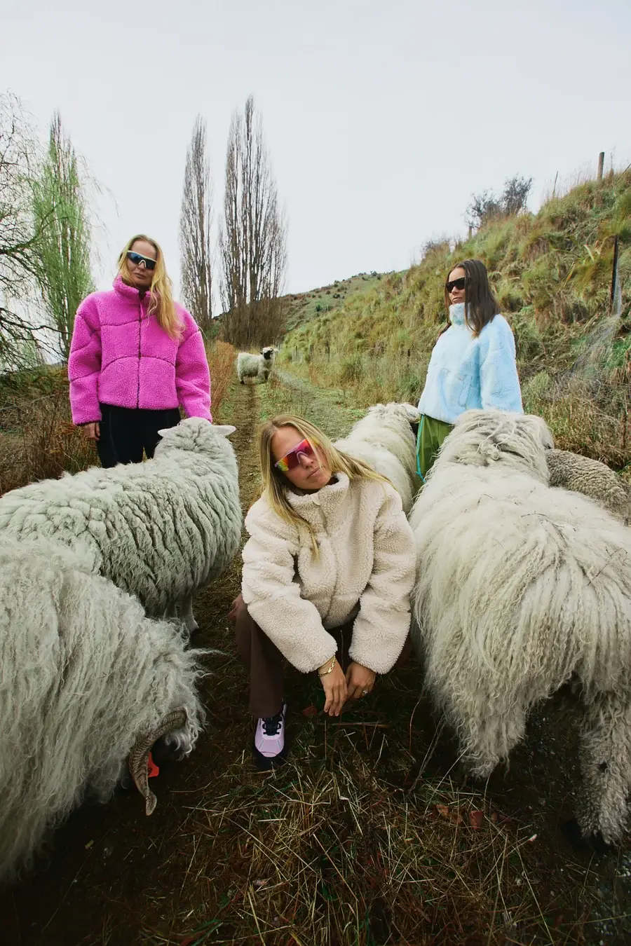 seniq's fleece in three colors, including a hi-vis pink