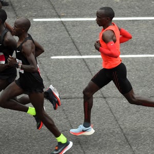Eliud Kipchoge runs during the Nike Breaking2: Sub-Two Marathon Attempt at Autodromo di Monza on May 6, 2017