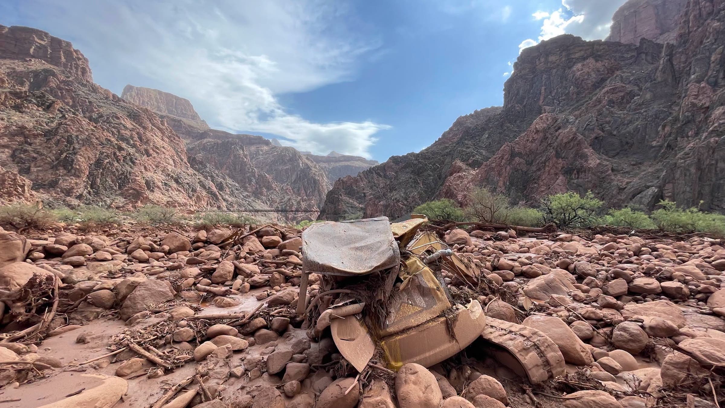 Debris left on a boulder field following the August 29 flash flood in Grand Canyon National Park