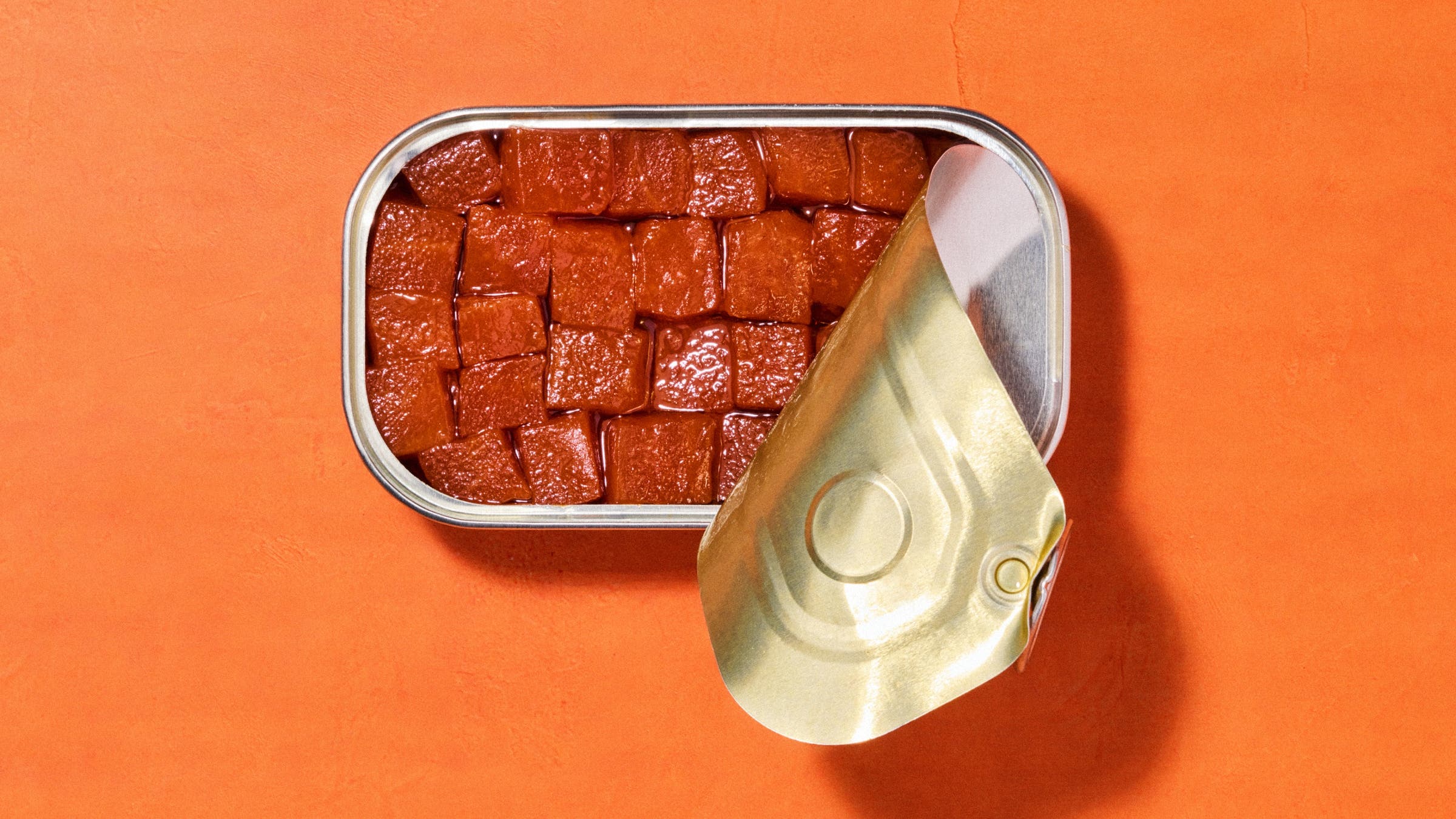 Cubed beets in a rectangular tin.