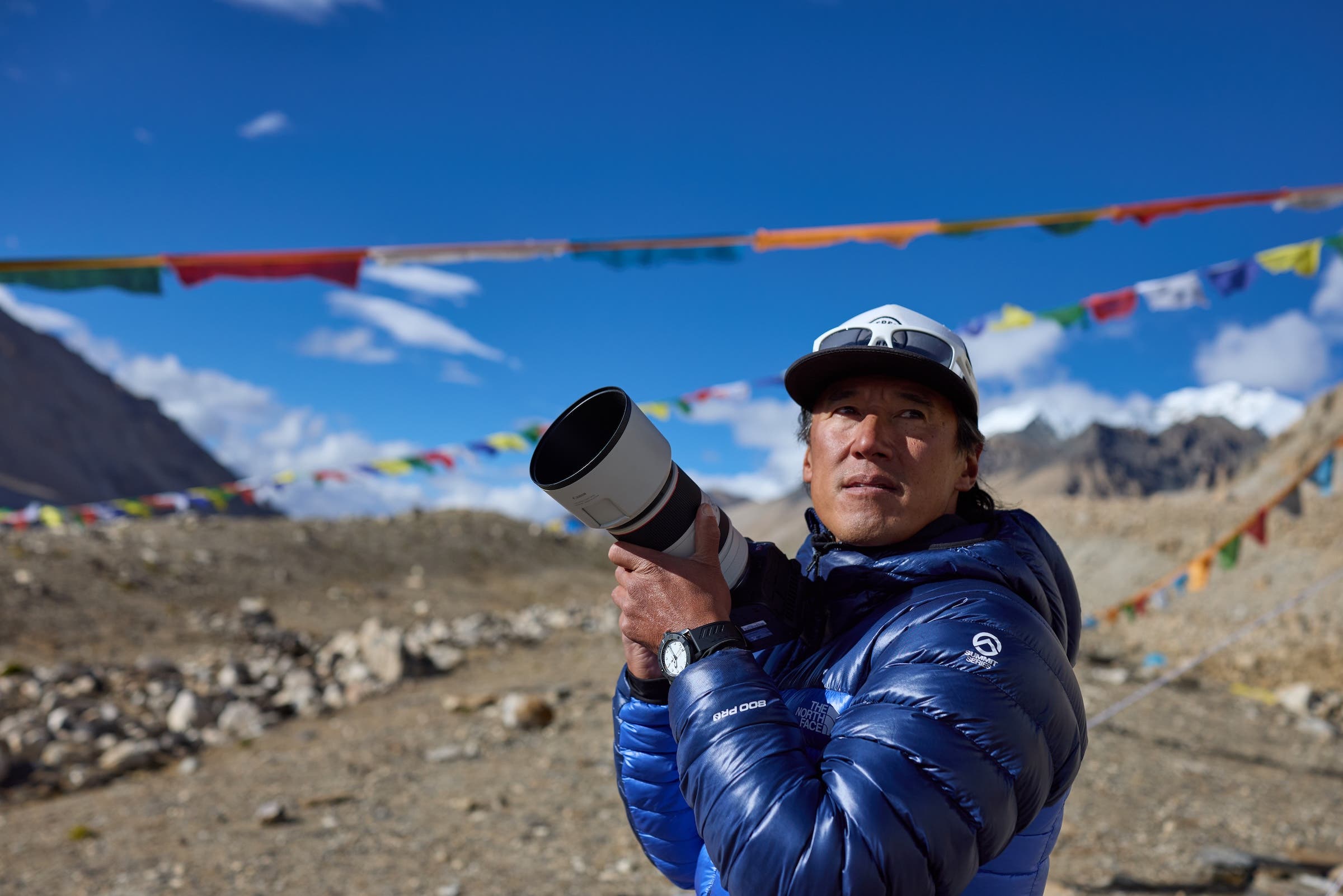 Jimmy Chin photographing on the North Side of Mount Everest.