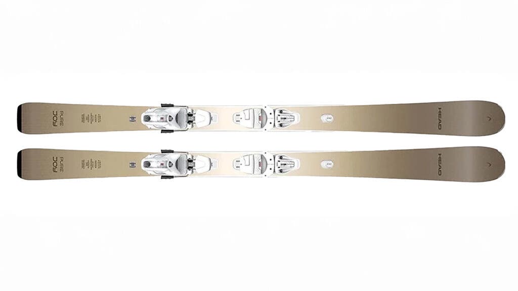 Tan and white Head e.Pure Joy Women's skis on white background