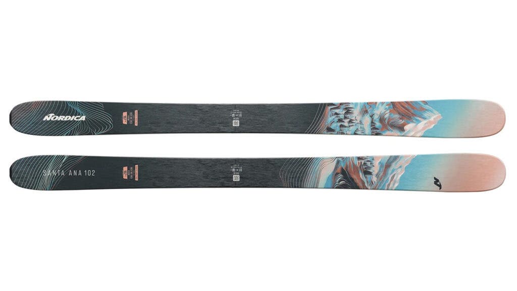 Mountain landscape Nordica Santa Ana 102 Women's skis on white background