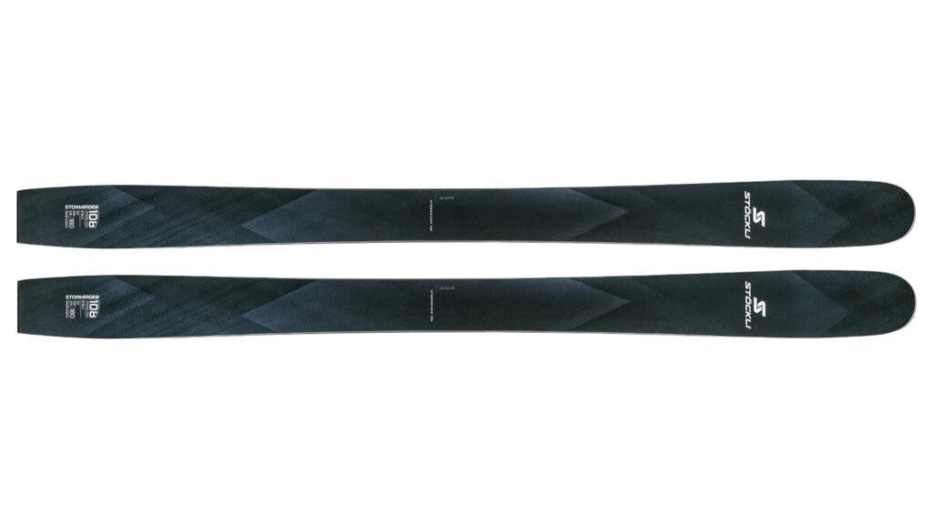 black 2027 Stöckli Stormrider 108 freeride ski on white background