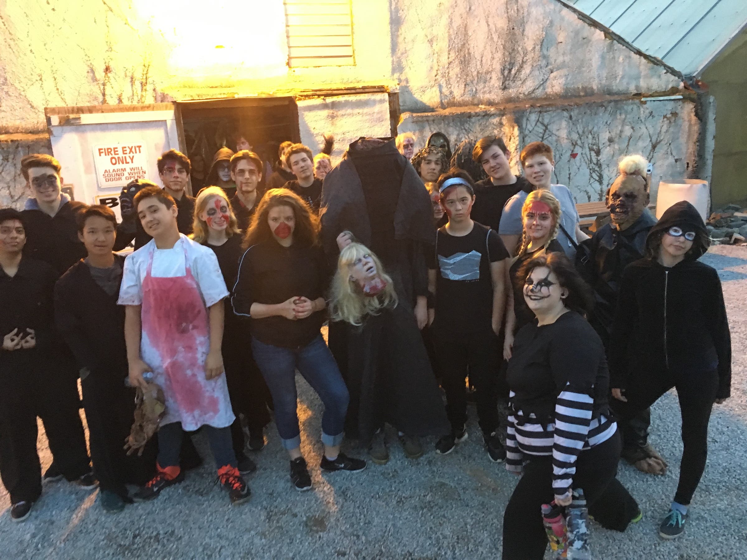 A group of scare actors headed out to terrify people in the shadows of the hedge maze (Kingsville, Ontario)