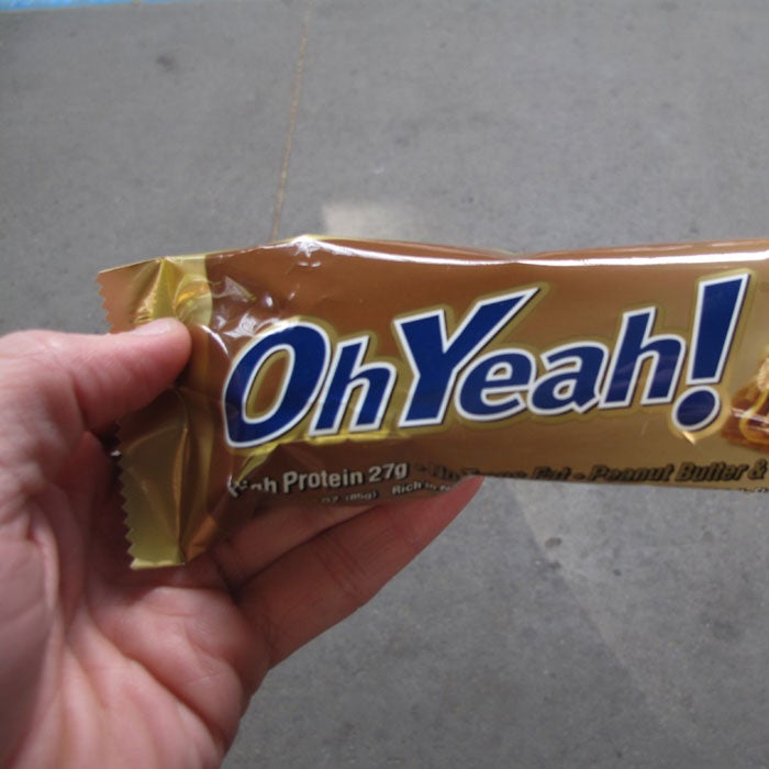 "Some protein bars have as much as 8 grams of saturated fat," says Lewin. "That's like eating a huge cheeseburger!" Take, for example, the Oh Yeah! bar, which prides itself on having a "gooey, candy bar-like taste" —thanks to some flavors' 370 calories and 18 grams of fat, 8 of which are saturated. (Think the "peanut butter and strawberry" flavor sounds healthy? It's got the highest saturated fat content of them all:  9 grams.)  "People are eating these protein bars thinking they're doing something good for their bodies, but they're really filling it with pretty bad stuff," Lewin adds.