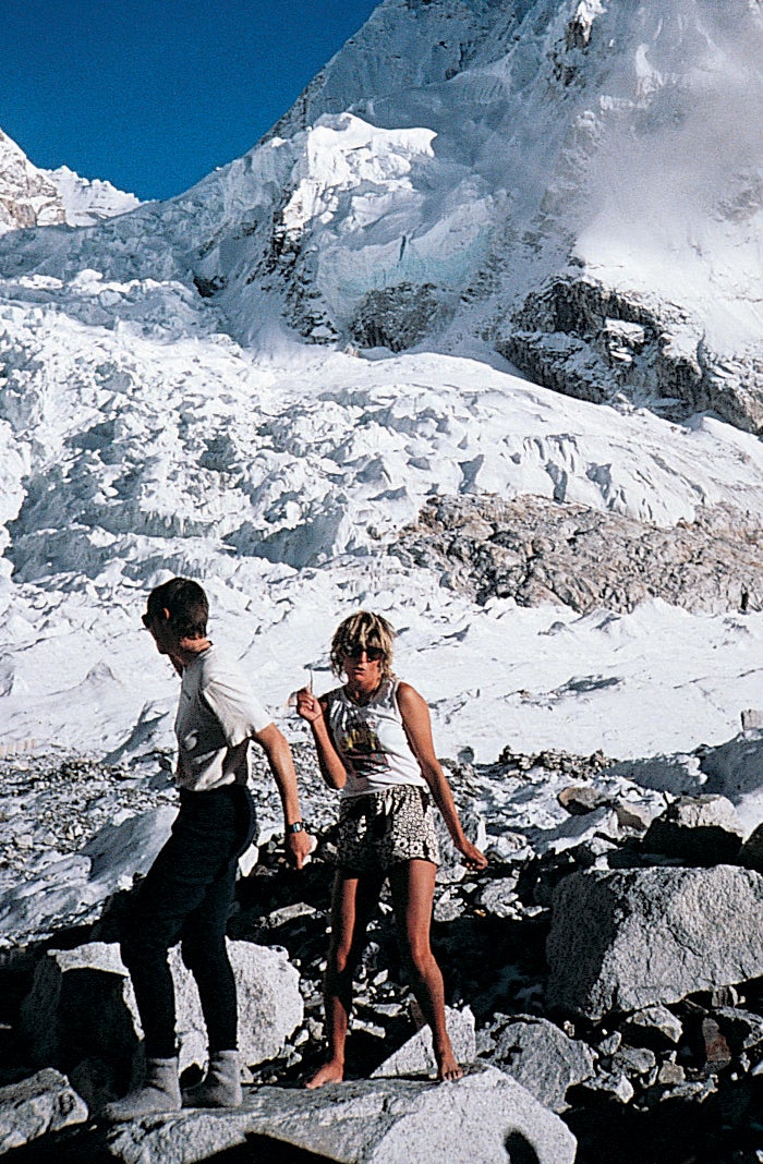 Lydia Bradey, right, does the Base Camp boogie, 1988