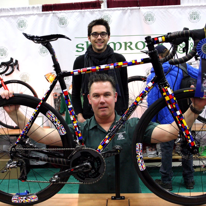 Painters Michael Corby and Dan Young of Corby Concepts spent more than 80 painstaking hours on this Mondrian-inspired Shamrock Cycles road bike, ultimately winning Best Finish at the show.
