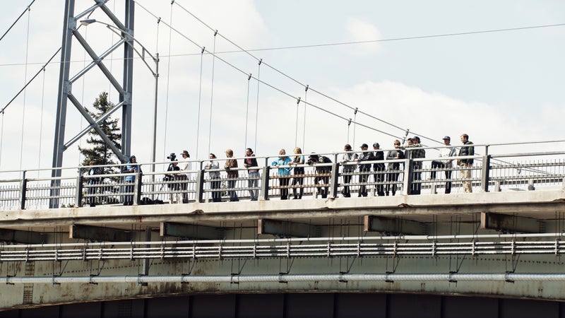 Spectators at Bridge Rapid.