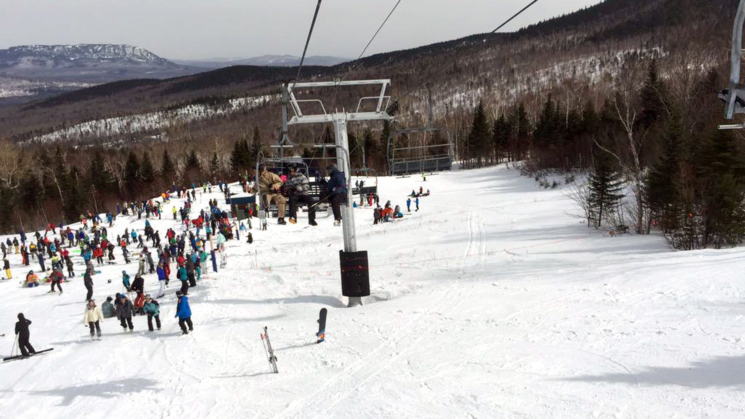 A skier shared this photo of the lift shortly after the accident, while he awaited rescue.