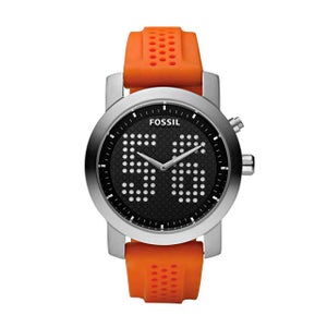 Fossil Big Tick Orange Silicone Negative Display Watch