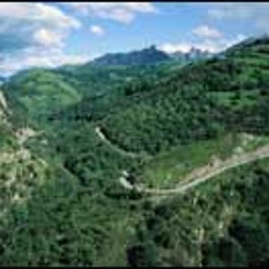 Cuidado: tight turns on a Spanish mountain road