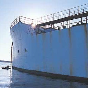 Ghost hotel: The author kayaks to the San Pasqual, a former cargo ship, now a vacant, surreal resort.