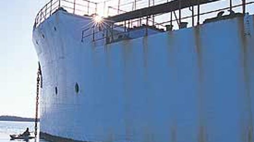 Ghost hotel: The author kayaks to the San Pasqual, a former cargo ship, now a vacant, surreal resort.