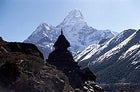 A slice of Himalayan heaven: a temple sits amid the rock and ice of Nepal's upper elevations