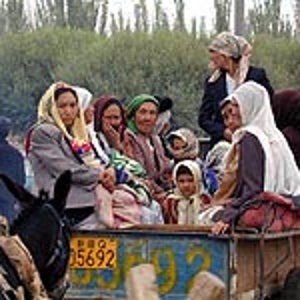 Uighur people in the ancient market town of Kashgar, China