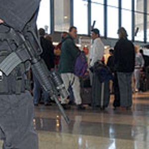 Boarding pass: armed security at Boston's Logan International Airport