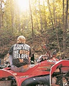 Steve Green rests before doing battle with a vast mud puddle.