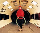 CSI Chief Kim Blairwith the Mavic Cosmic Wheelbraves the Wright Brothers Wind Tunnel.