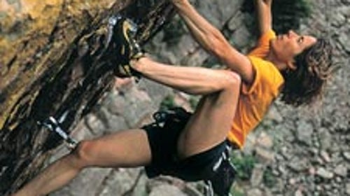 Hill scaling Your Mother, a 5.12d in El Dorado Canyon, Colorado, May 2001