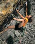 Hill scaling Your Mother, a 5.12d in El Dorado Canyon, Colorado, May 2001