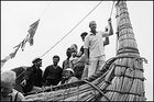 Heyerdahl in 1969, at the launch of his papyrus-reed raft RA in Morocco