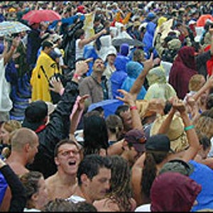 Rain Dance: The crowd can't get enough of the rain or Sheryl Crow.