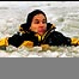 Committed to the core: the Ph.D who always wanted to be a stuntman takes another icy plunge for science near Winnipeg, Manitoba.