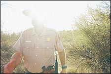 Desert detective: Dale Thompson makes the rounds in Organ Pipe.