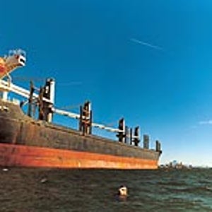 Activist Chris Swain swims the polluted Columbia River.