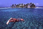 Taking the plunge near Belize's Carrie Bow Caye.