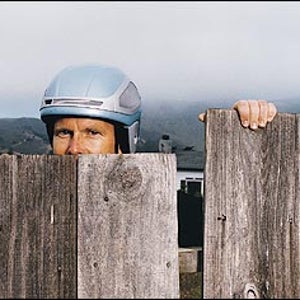 Brainier Bucket: Meyerhoffer wearing the ms1 near his home and studio in Montara, California