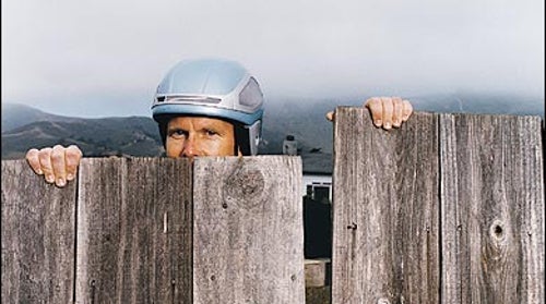 Brainier Bucket: Meyerhoffer wearing the ms1 near his home and studio in Montara, California