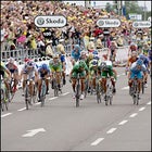 The peloton races to the finish line in Friday's Stage 7. Robbie McEwen snagged the win for his second in three days.