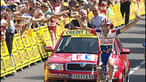 David Moncoutie celebrates his Stage 12 win Thursday.