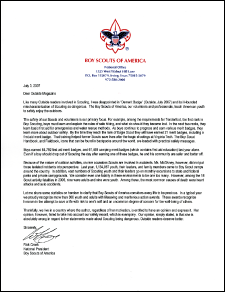 Boy Scouts letter