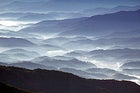 Morning mist settles along Great Smoky National Park