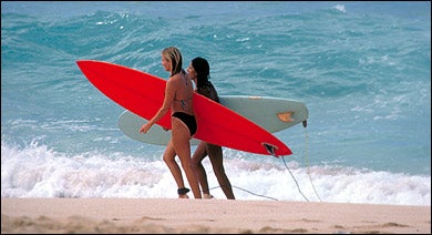 Taking a break from the Brazilian surf