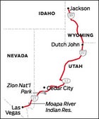 Jackson, WY to Las Vegas, NV Road Trip Map