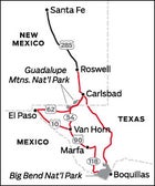 Santa Fe, NM to Texas Road Trip Map