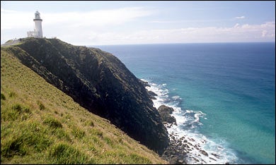 Byron Bay Lighthouse overlooks a village thick with outfitters