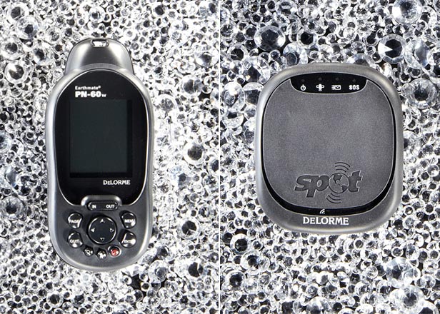 Left: DeLorme Earthmate PN-60w and Right: DeLorme SPOT transmitter