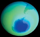 Ozone hole image recorded by NASA's Total Ozone Mapping Spectrometer, October 1985.